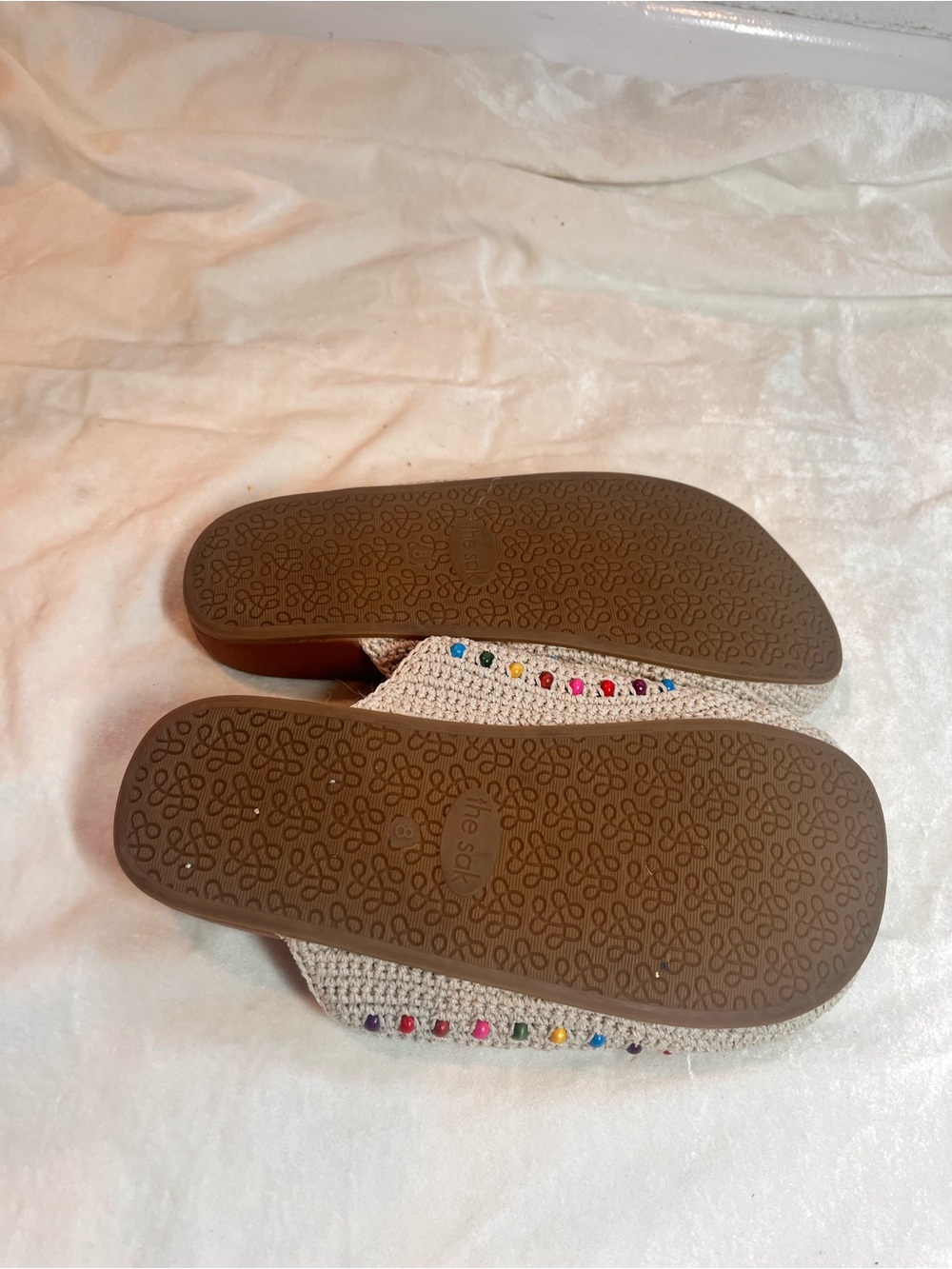 The Sak Cream Crochet Slip-On Mules with Multicolor Bead Accents - Picture 4 of 6